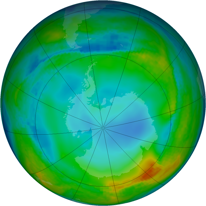 Antarctic ozone map for 02 July 2002